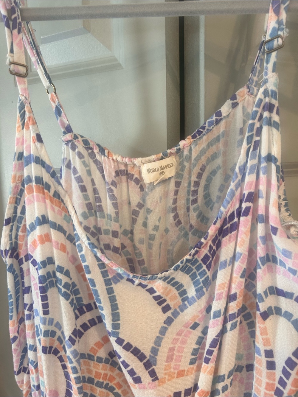 Pastel Mosaic Maxi Sundress/Romper in Blue, Pink & White - Picture 4 of 5